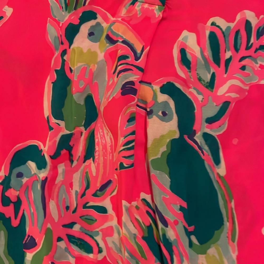 Lilly Pulitzer Pink Neon Tropical Bird Sleeveless Top - Picture 2 of 3